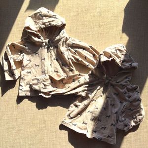 Twin Pair! 6M The Black Dog Brand Lil Kids Full Zip Hoodie Sweatshirt Mini Dog